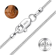 Dochais 925 Sterling Silver Chain Necklace for Women Girls 1mm/2mm Thin Silver Necklace 16/18/20/22 Inch Necklaces for Women Silver 925 Plated Minimalist Womens Jewellery Gifts Pendant Replacement