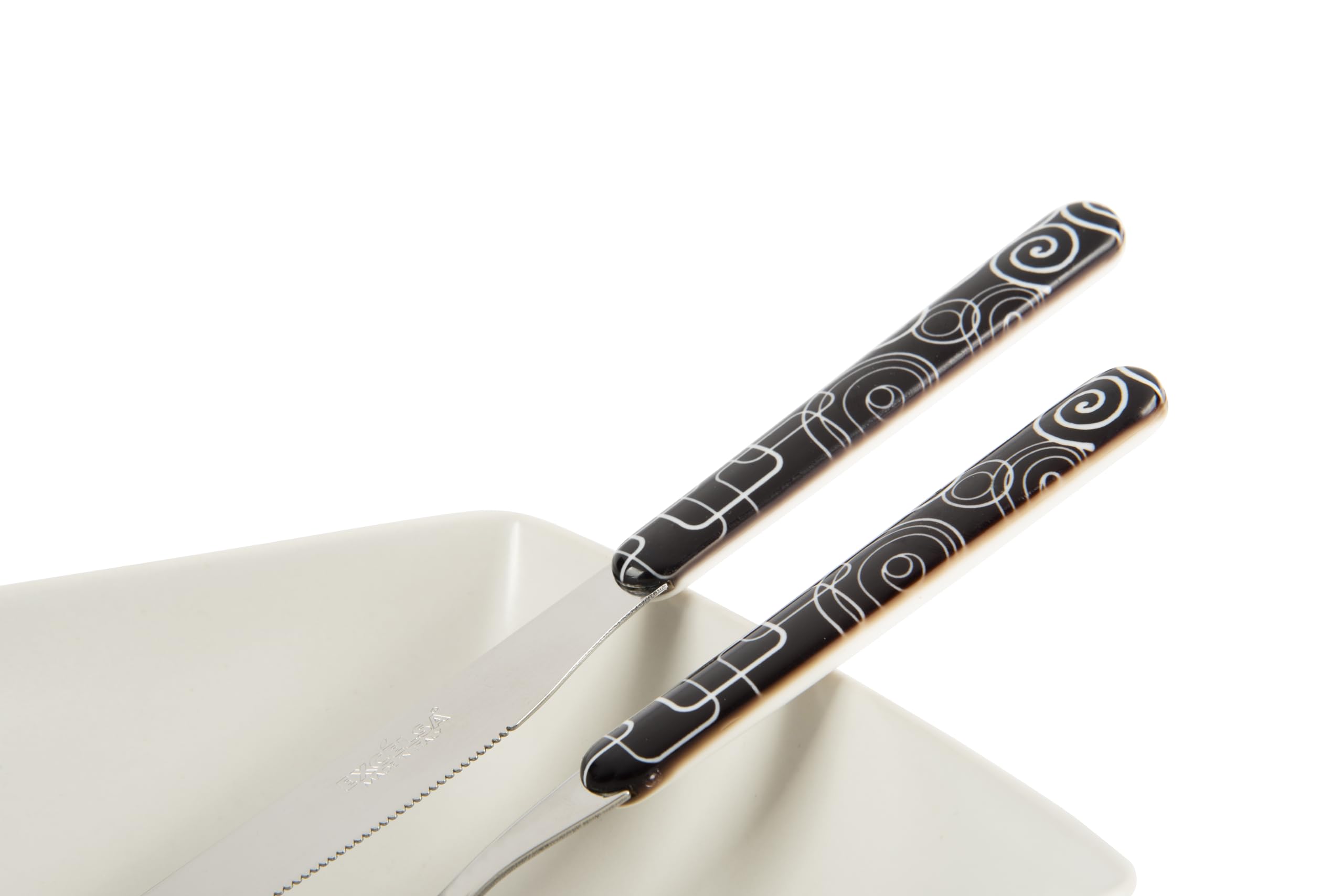Excelsa Magic Black Set 16 Posate, Acciaio INOX, Manico in Plastica