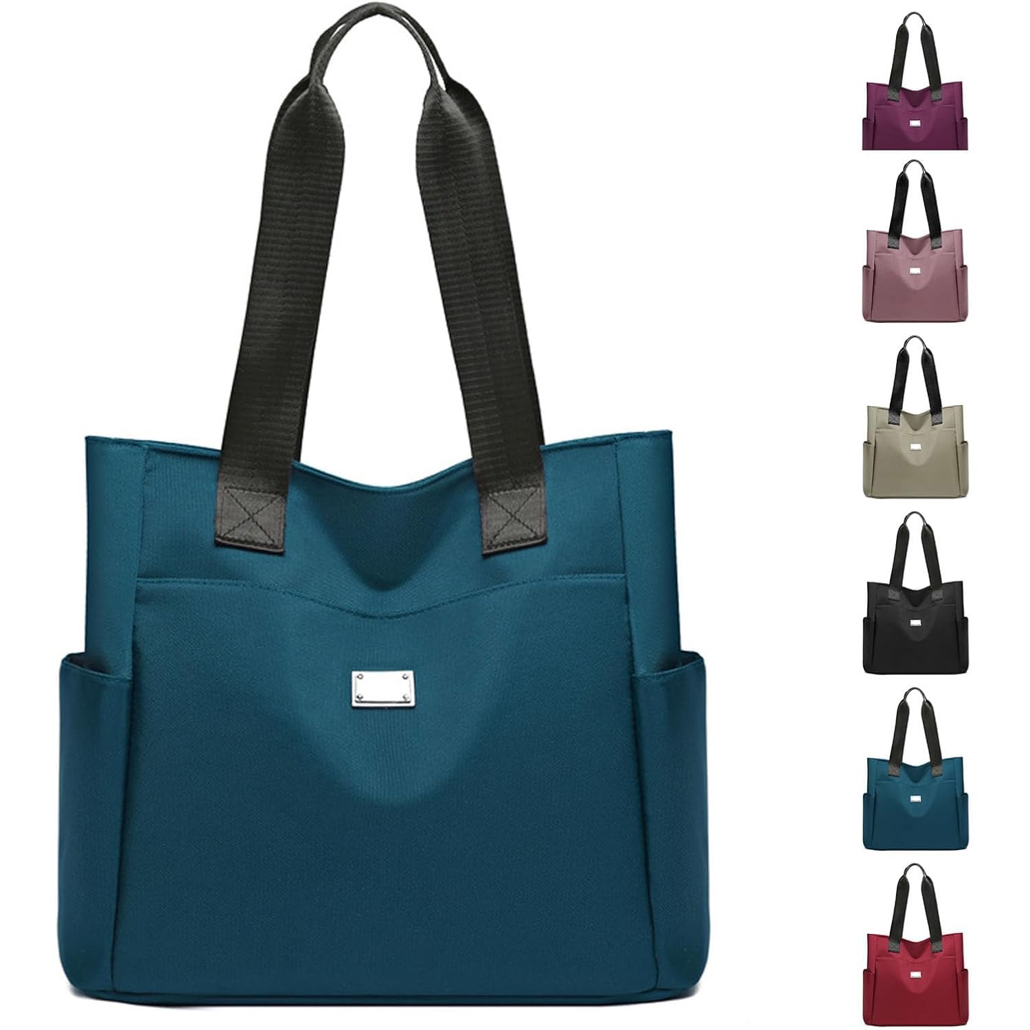 Large Capacity Water Repellent Multi Pocket Nylon Shoulder Bag,Waterproof Handbag for Outdoor,Zippered Organizer for Work