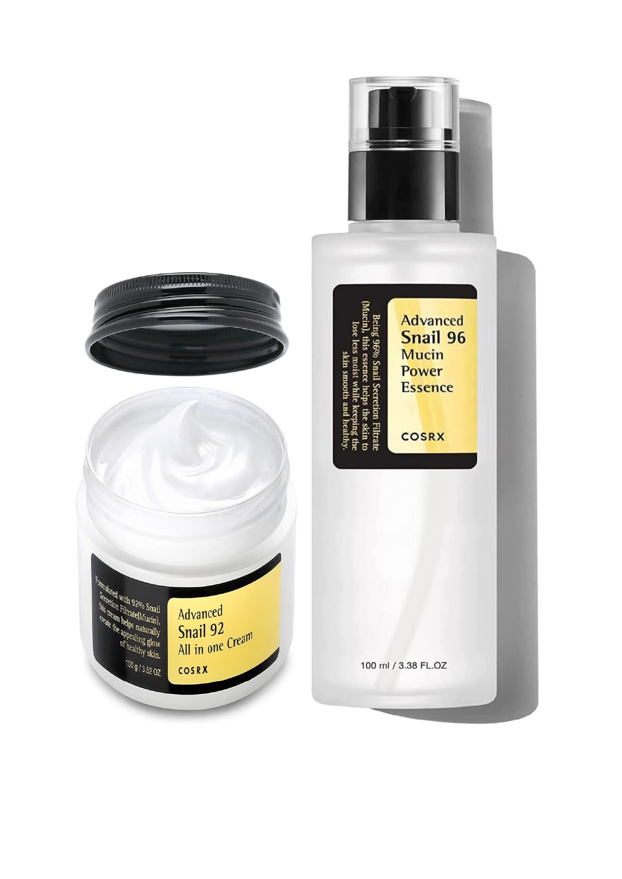 Advance Snail 92 Cosrex All In One Cream 100ml and Advance Snail 96 Mucin Power Essence 100ml (Pack of 2)