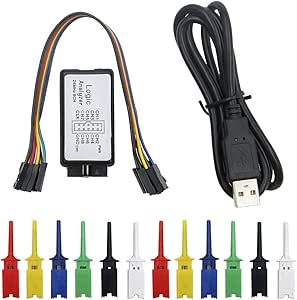 KeeYees USB Logic Analyzer with 12 6 Colours Test Clips Set USB Cable 24 MHz 8CH UART IIC SPI Debug for Arduino for ARM FPGA M100 SCM