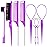 ZVOREI 8Pcs Hair Brushes Set with 4Pcs Topsy Hair Tail Tools 1Pcs Bristle Teasing Hair Brush 1Pcs Edge Control Brush 2Pcs Metal Pin Rat Tail Combs for Woman Girl Hair Styling,Edge&Back Brushing purple