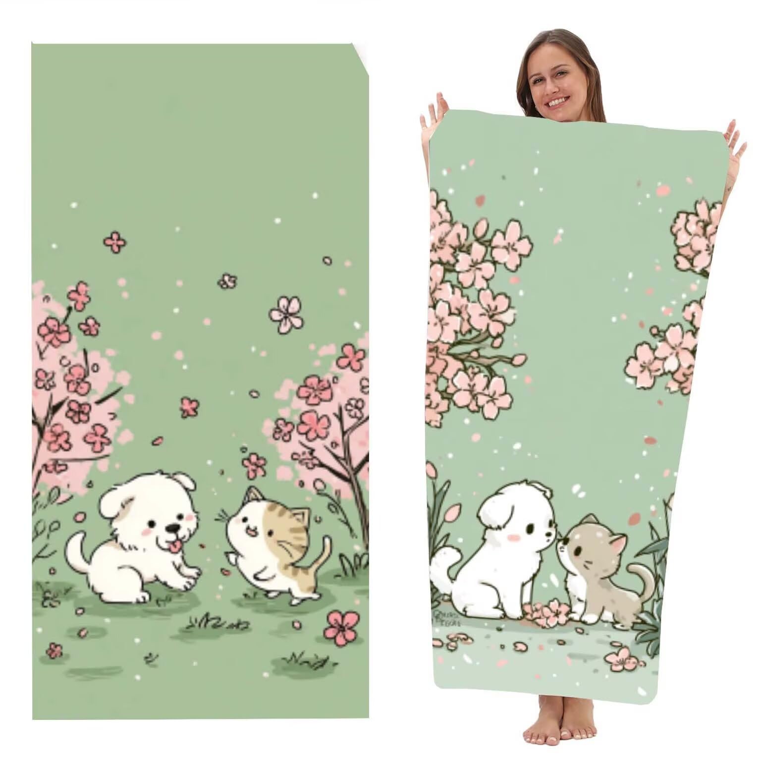 Telo Mare 90x180 cm, Set da 2 Microfibra Asciugamani Teli da Spiaggia Asciugatura Rapida e Anti-Sabbia Palestra Grande xxl Uomo Donna Accessori Beach Towel Grandi per Piscina (Animazione Cani) z-555
