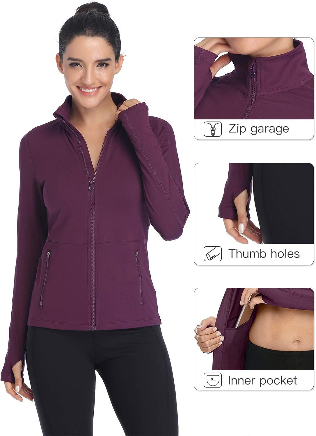 VUTRU Women's Workout Yoga Jacket Full Zip Running Athletic Track Jacket - Image 4