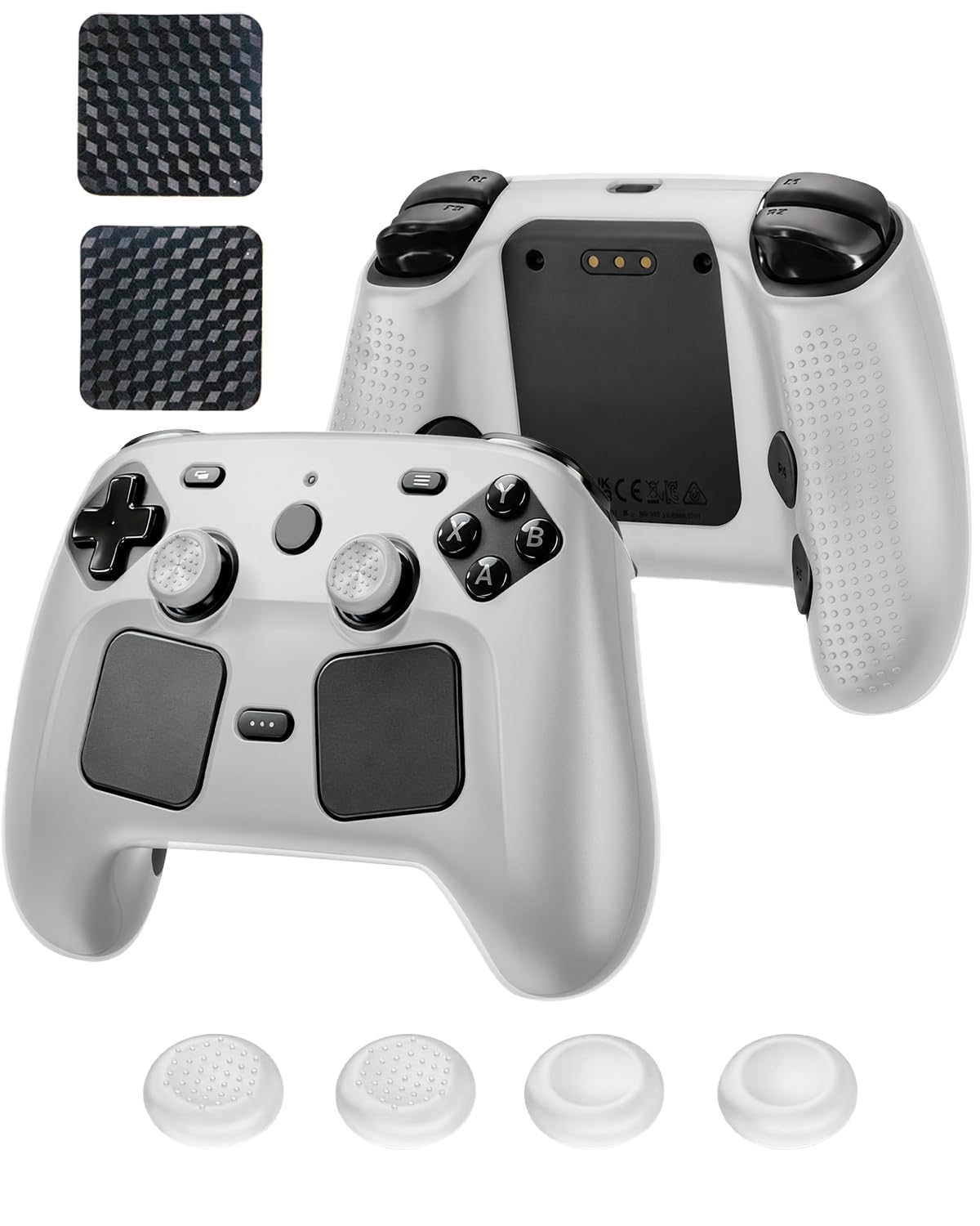 yystao Silicone Protective Case for Valve Steam Controller 2026/Steam Controller 2, Anti-Slip Anti-Scratch Shockproof Cover with 4 Thumbstick Grip Caps, 2 Touchpad Protectors, Clear
