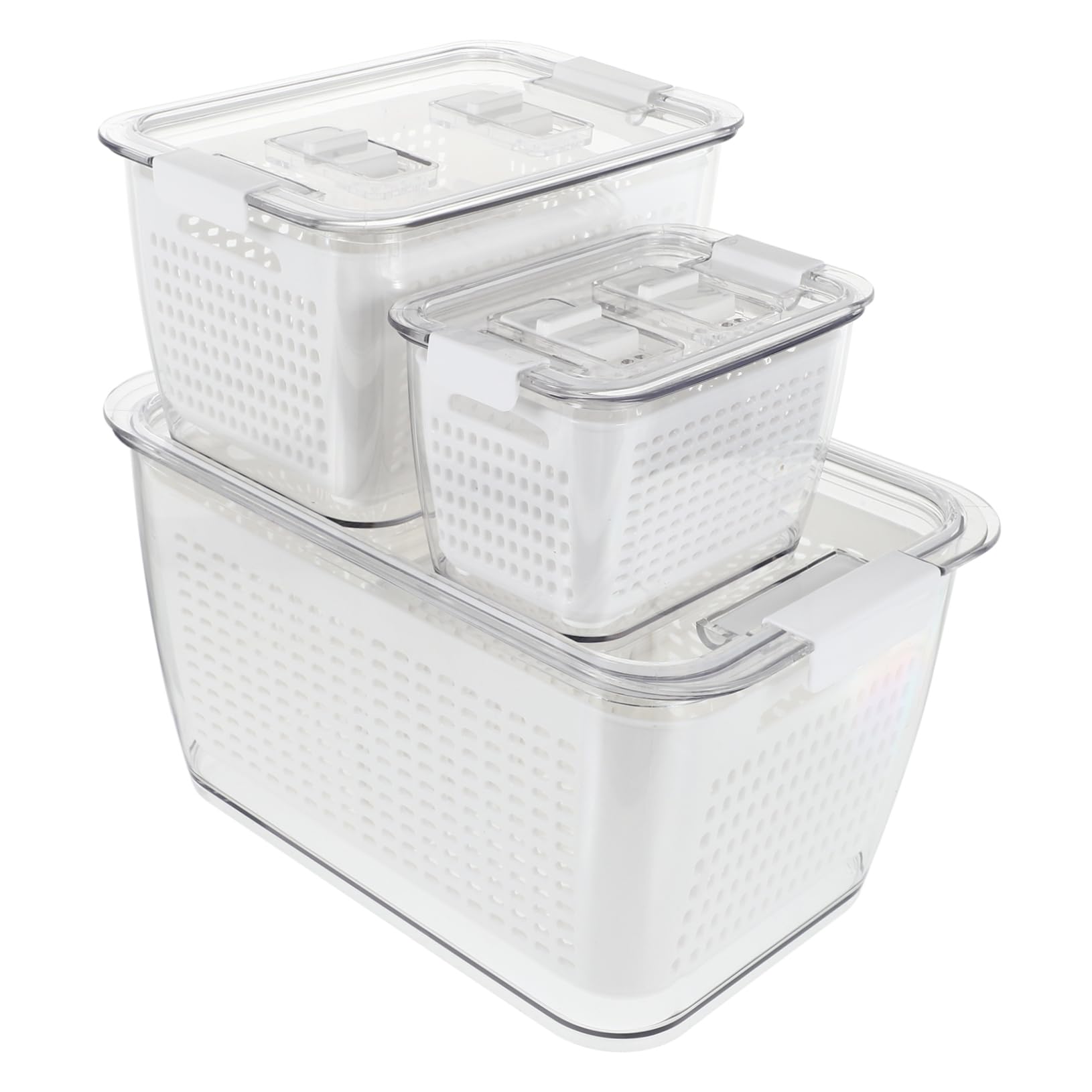 LIFKOME 1set Scatole Per Frutta e Verdura Con Drenaggio Contenitori Per Frigo Con Chiusura Ermetica Per Conservazione Materiale Sicuro e Vari Formati Per Uso Casalingo