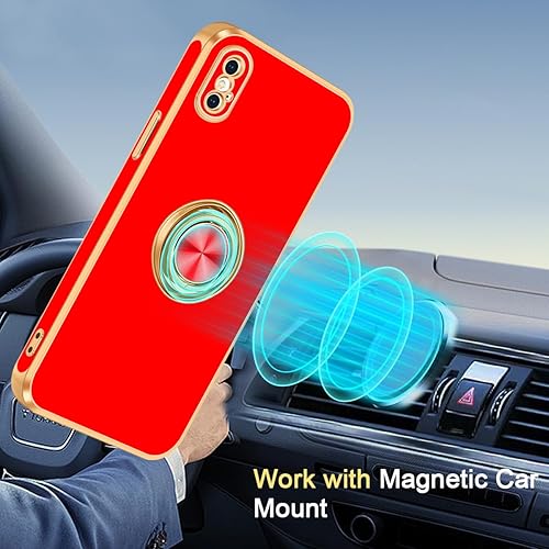 Miniatura 6 de Fingic Funda para iPhone X, iPhone XS con soporte de anillo de 360 soporte magnético para automóvil Soporte magnético para automóvil, soporte