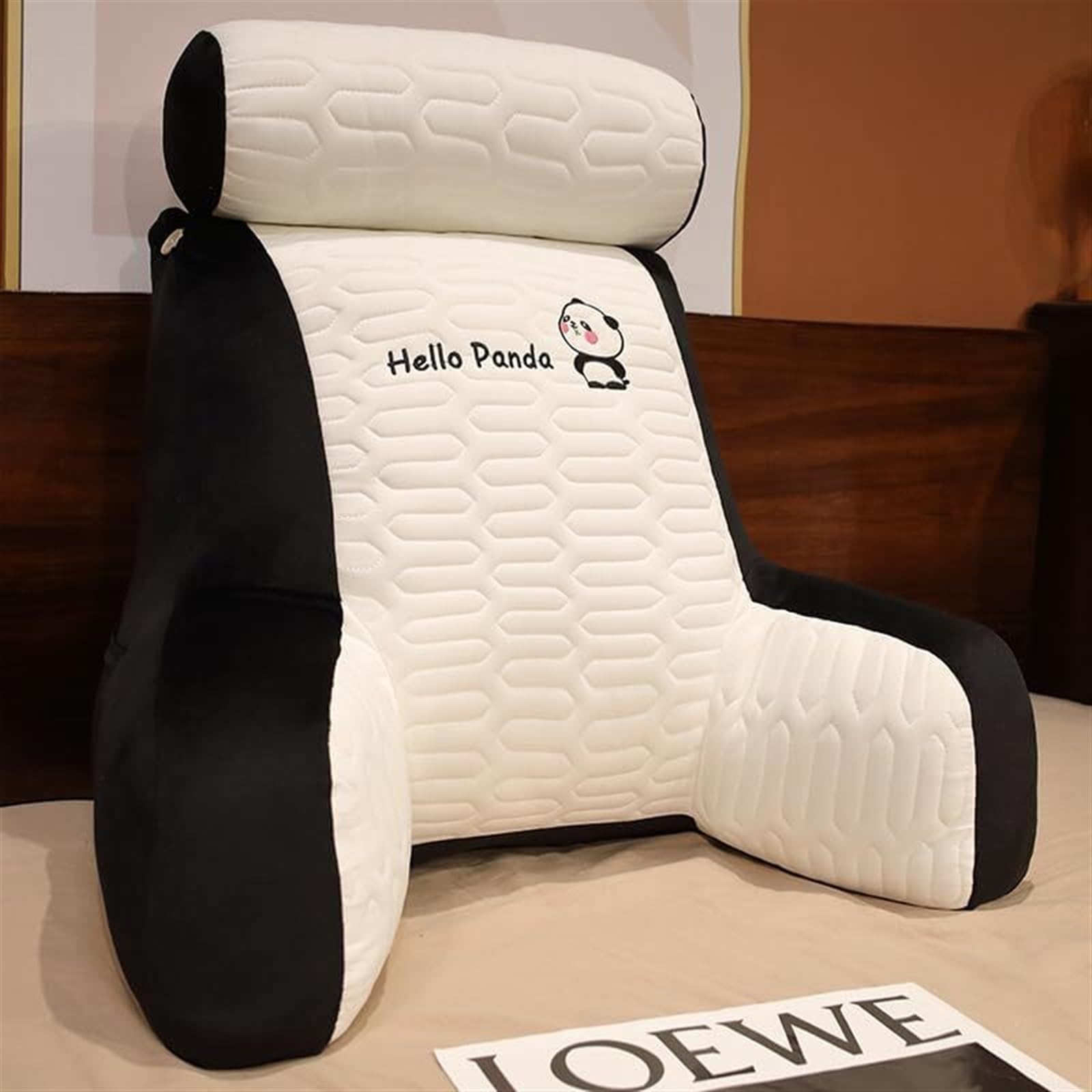 ZXGRfdefa reading pillow, Large Backrest Waist Pillows Triangle Reading Relax Sofa Support can Removed and Washed(Panda,60 * 50CM)