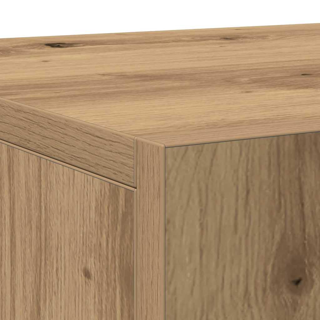 vidaXL Bufet Dąb rzemieślniczy 90 x 34 x 80 cm Drewno inżynieryjne | Dużo miejsca z trzema mocnymi drzwiami, Twarde lite drewno dębowe to gwarancja na długowieczność, Stylowy wygląd,