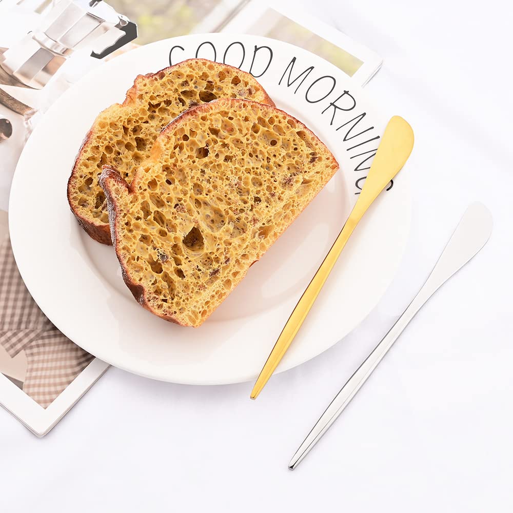 Puzhler 8Pcs Mirror Butter Knife Cheese Dessert Knife Stainless Steel Jam Knife Kitchen Cutlery Toast Wipe Cream Bread Cheese Cutter Silver