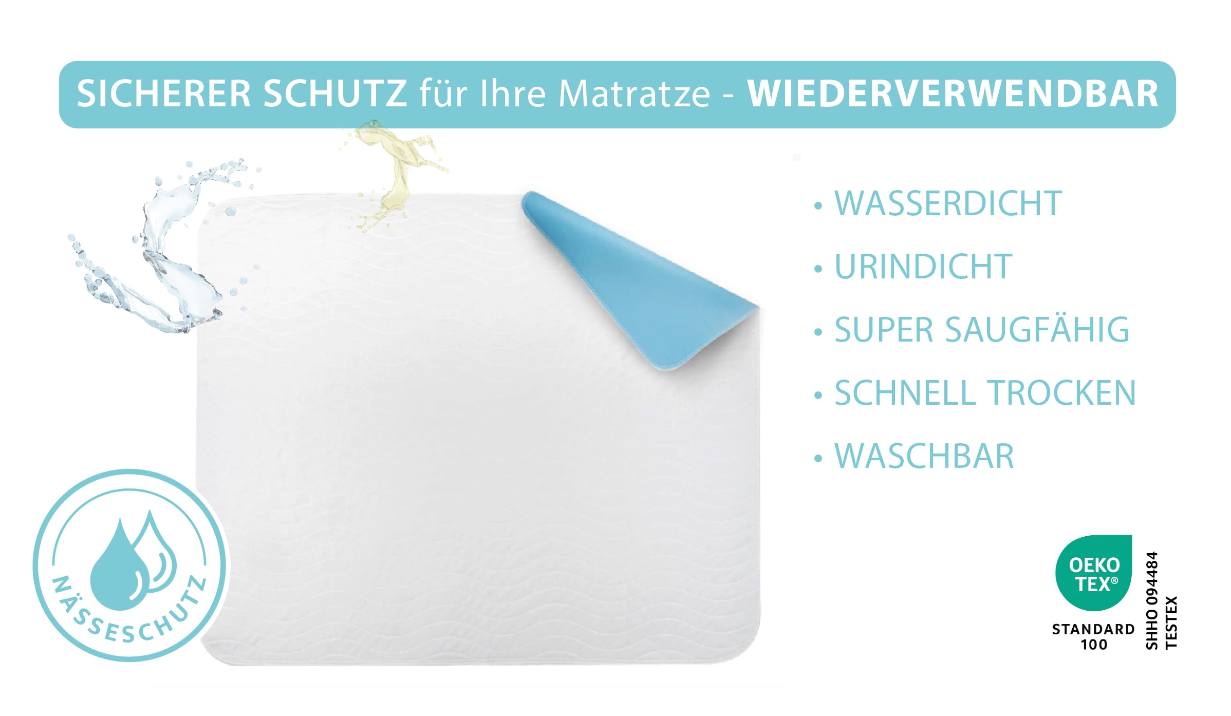 10er Pack !! Inkontinenzauflage/Unterlage/Bettschutz/Hygieneschutz ca. 75x90cm cm blau/weiß 1Wahl Top Qualität, 100% Polyester, Kochfest, wiederverwendbar, Castejo