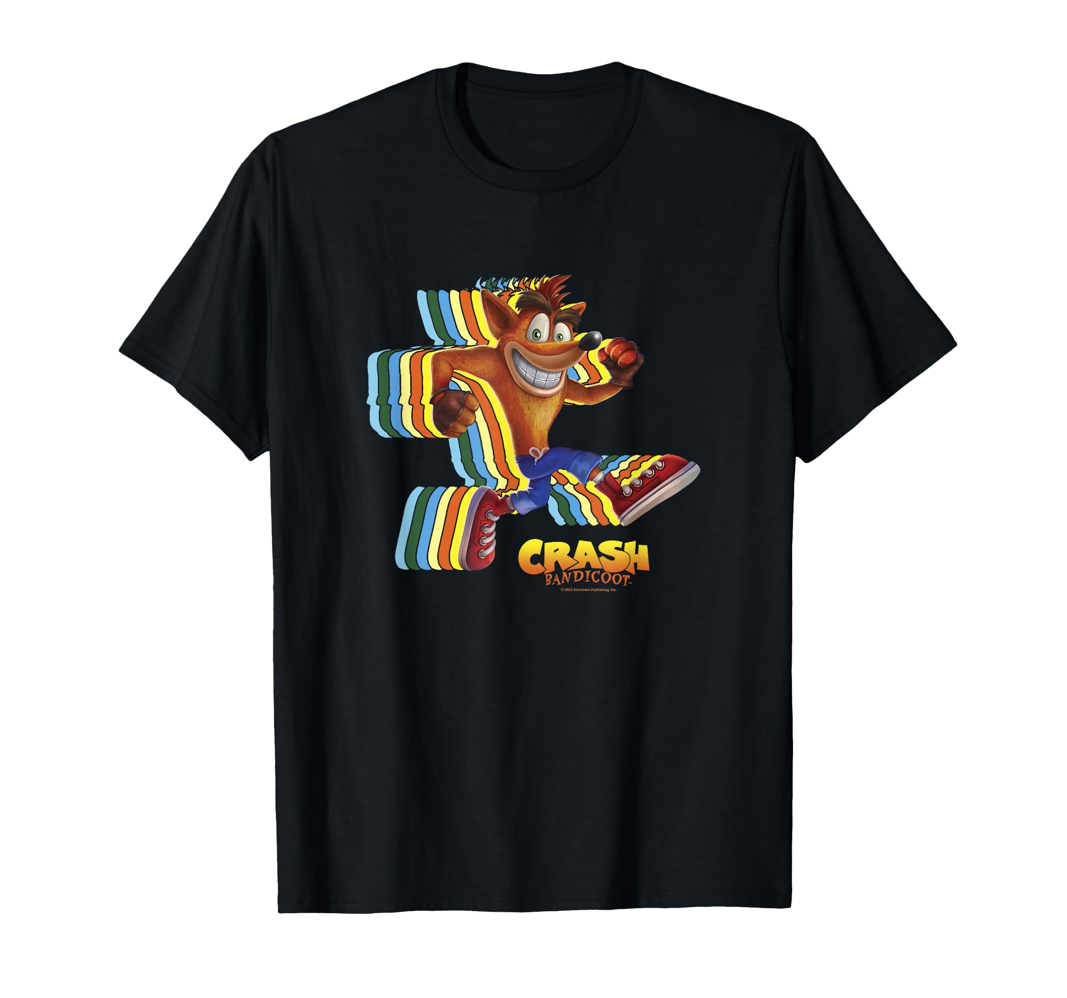 Crash Bandicoot Retro Crash Rainbow Vintage Action Glitch T-Shirt