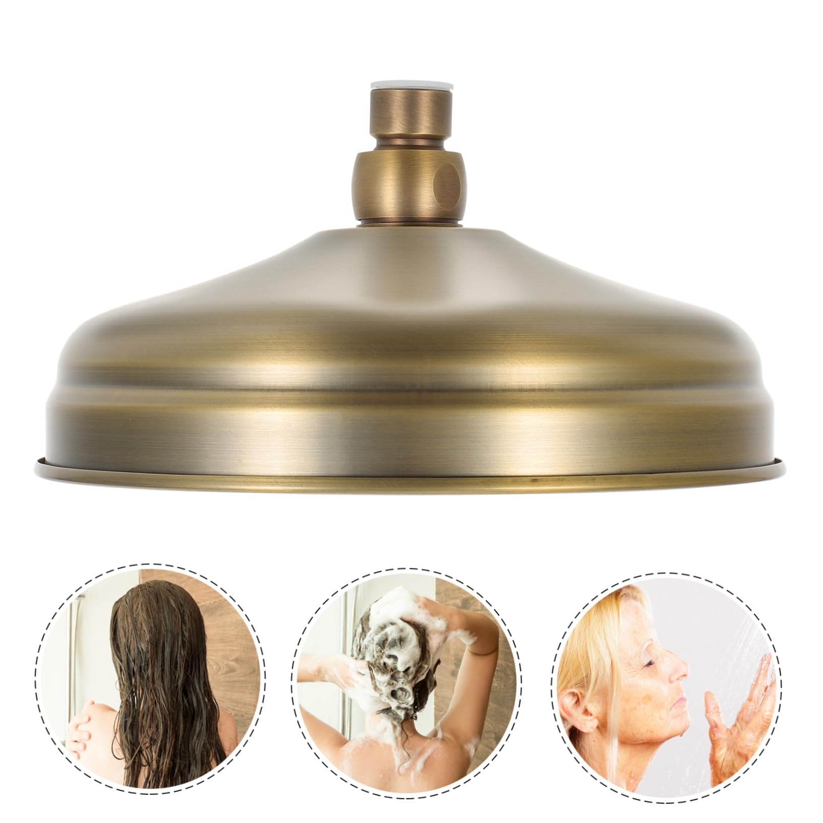 PartyKindom Cabezal de Ducha Retro de Cobre Dorado Rociador Tipo Lluvia, Fácil Instalación y Diseño Delicado para Baño Moderno