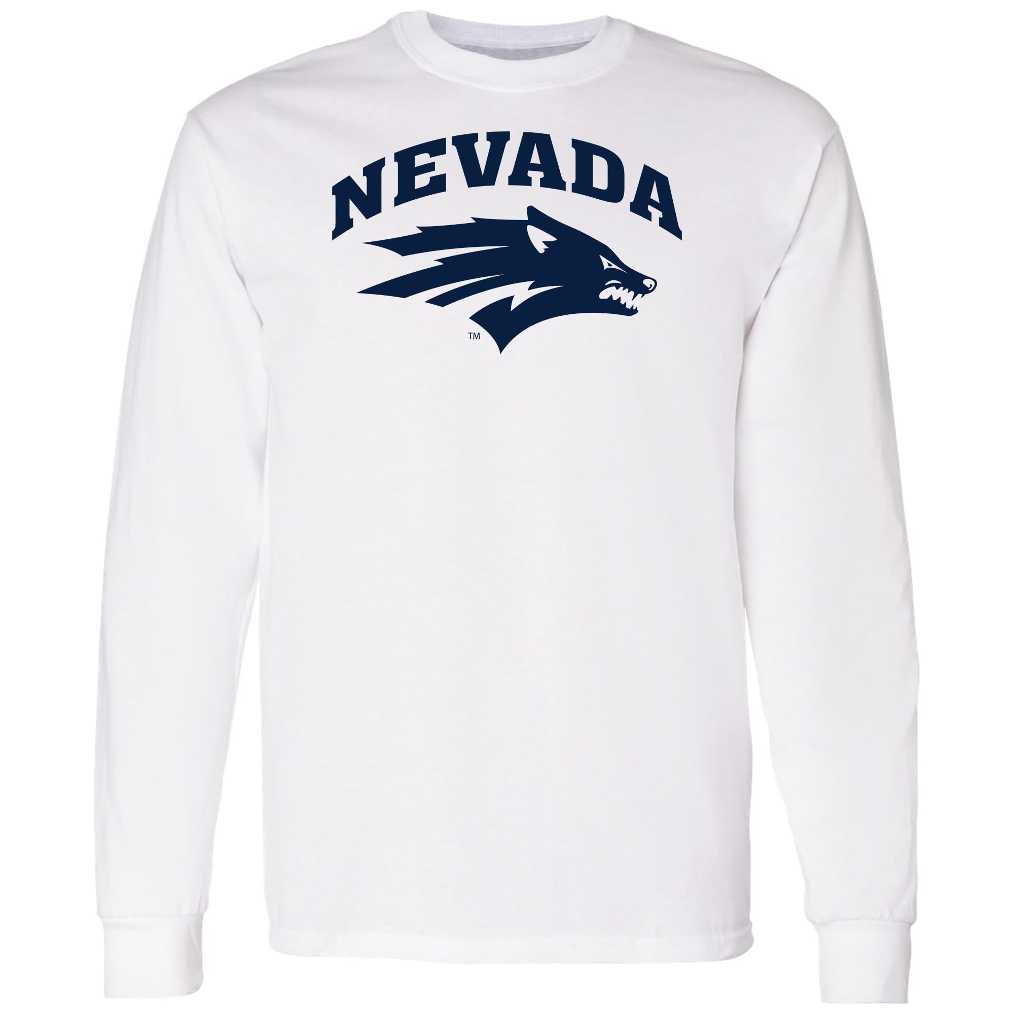 NCAA Officially Licensed College - University Team Color Arch Logo Long Sleeve, University of Nevada Wolf Pack White, XXL — image 1