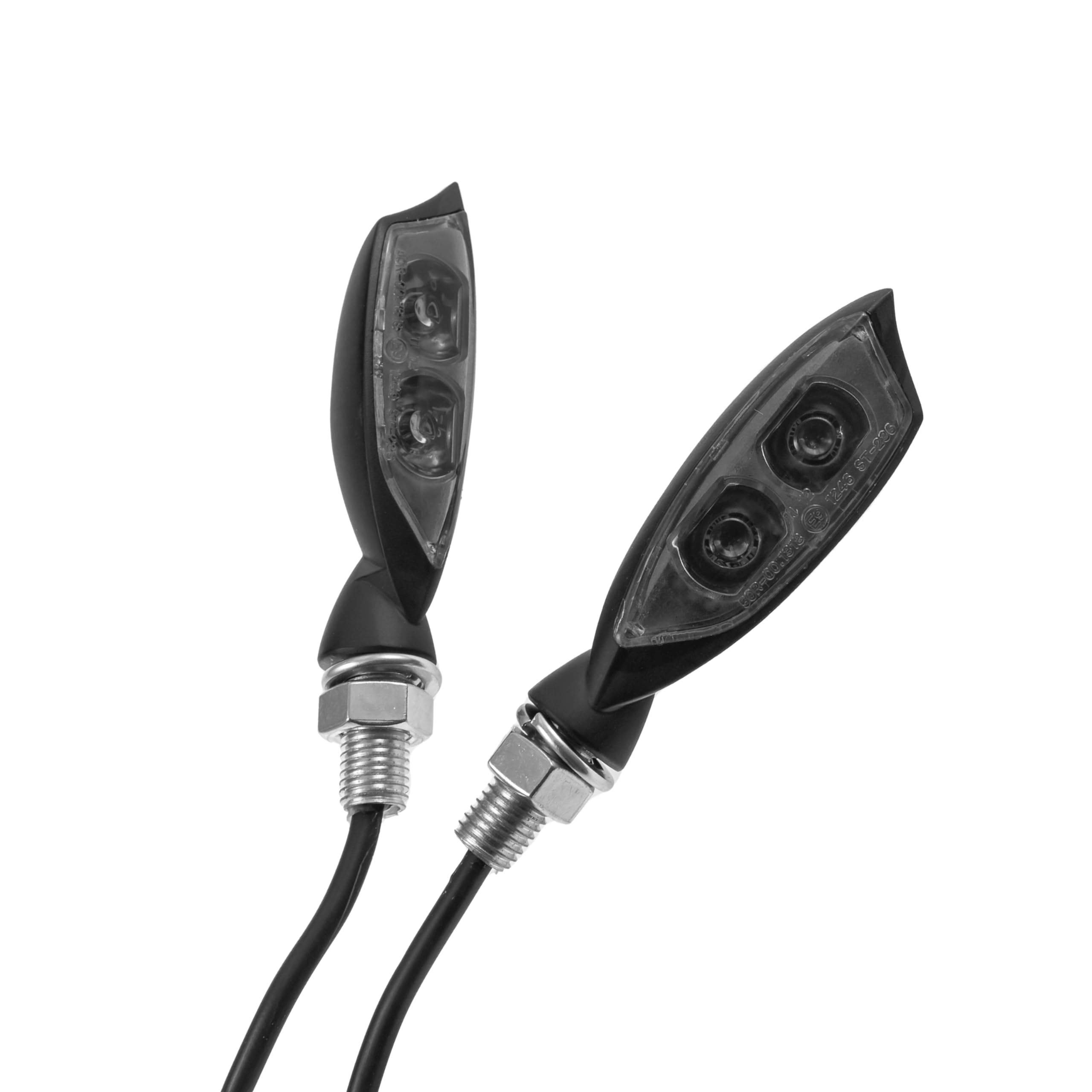 ZIEGER Universal Motorrad LED-Blinker Shadow mit Rück- und Bremsbeleuchtung getönt M8 E-geprüft Chrom