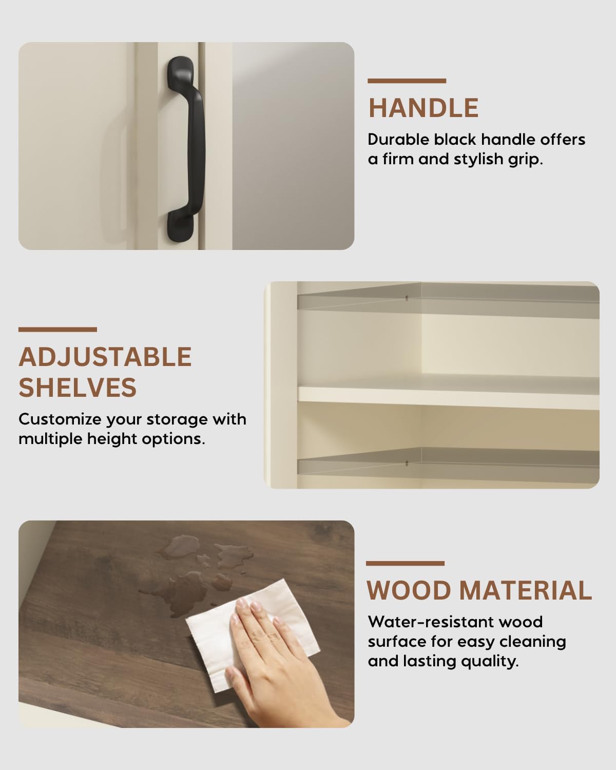 Tall Narrow Storage Cabinet for Bathroom, Linen Cabinet with Door & Adjustable Shelves, Slim Cabinet for Small Spaces, Freestanding Storage Organizer, Ivory