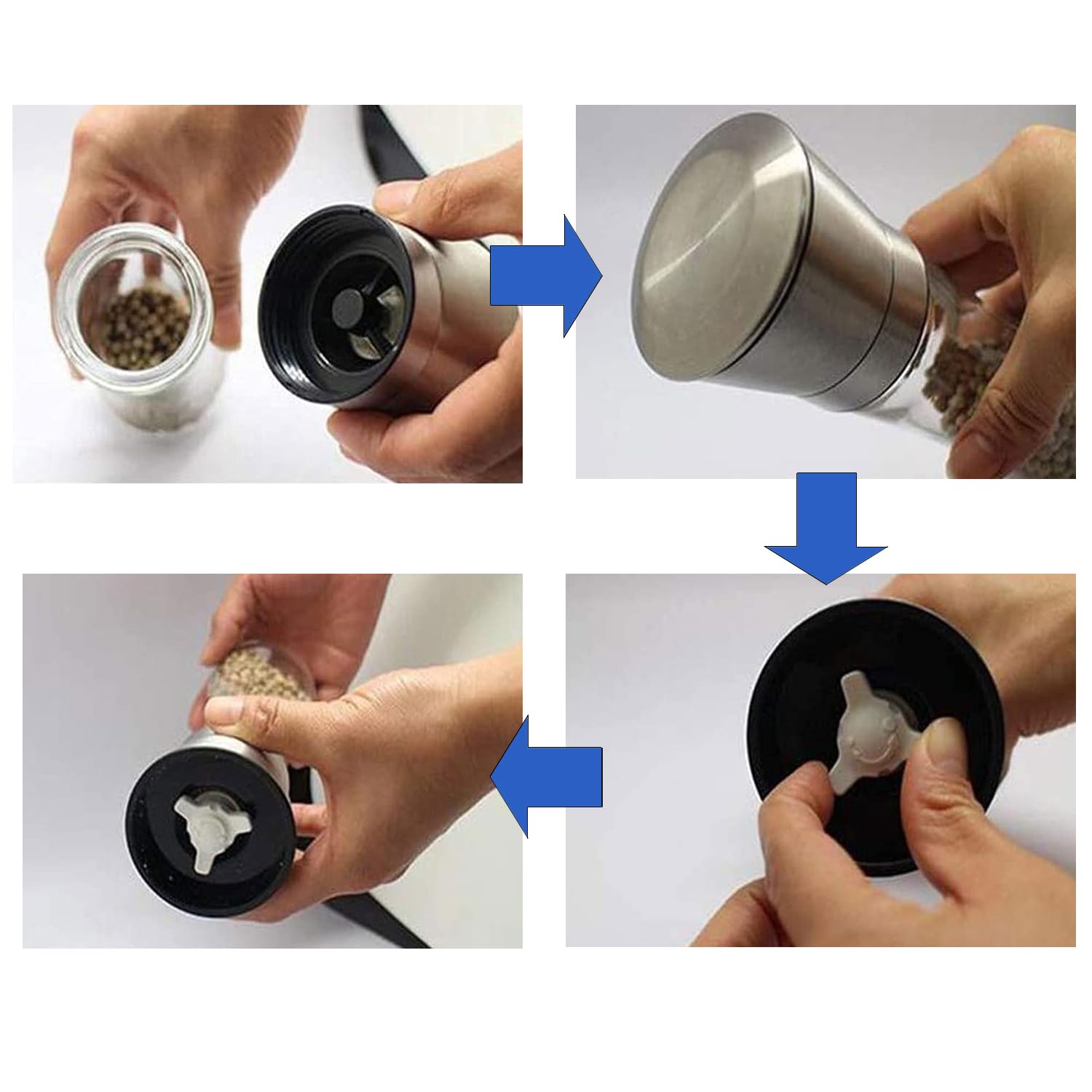 Pepper Grinder, Large Capacity Salt and Pepper Grinder Set,Thick Glass Body Pepper Mill - Easy To Use and Adjustable Salt and Pepper Grinder for Kitchen,Set of 2,Yellow