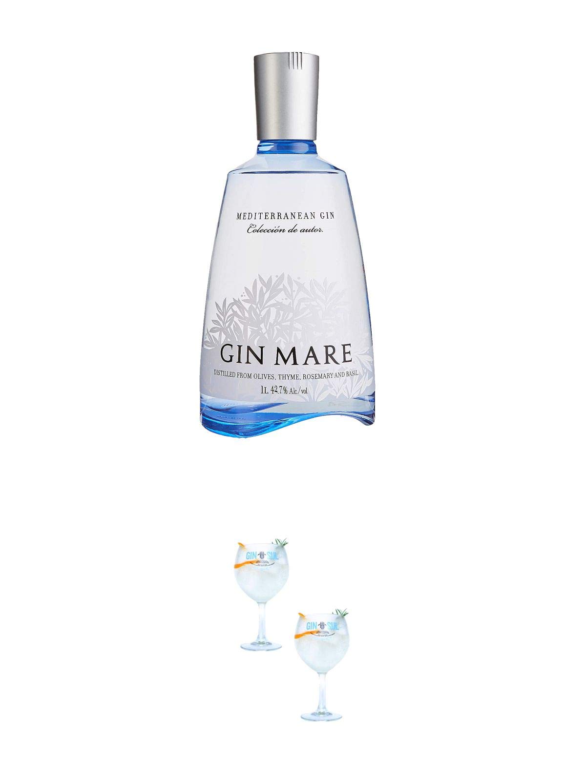 Gin Mare aus Spanien 1,0 Liter MAGNUM + Gin Sul Copo Ballon Glas 2 Stück
