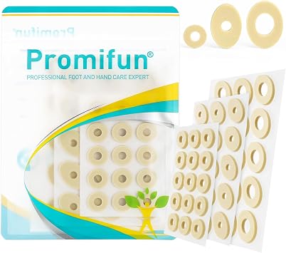 Promifun Corn Cushions for Toes and Feet - Callus Cushions to Protect Sore Spots with Foam Padding - Self-Stick Adhesive Pads - Relief Pain, Pressure and Friction from Shoes Multi-Size, 45 Count