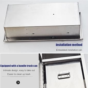 in-Wall Waste Container, Household Commercial Waste Receptacle with Removable Inner Bucket, Stainless Steel Trash Can, Lockable Hidden Recessed Garbage Recycling Disposal Bin
