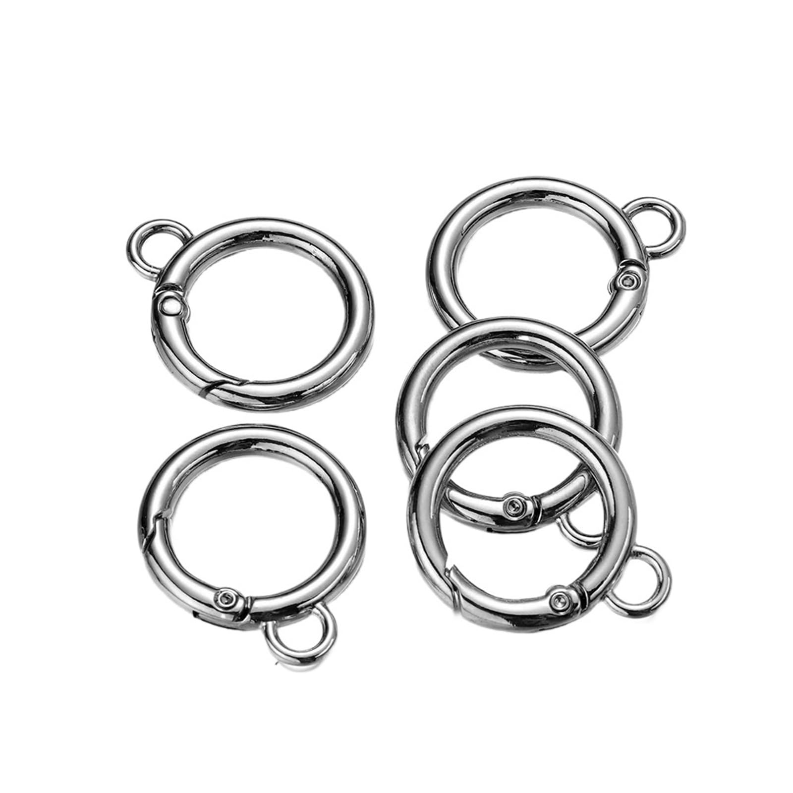20Pcs Alloy O Ring Spring Clasps with Hole Openable Round Carabiner Keychain Bag Clips Hook Connector for DIY Jewelry Key Rings for Keyrings,Wallets(Rhodium)