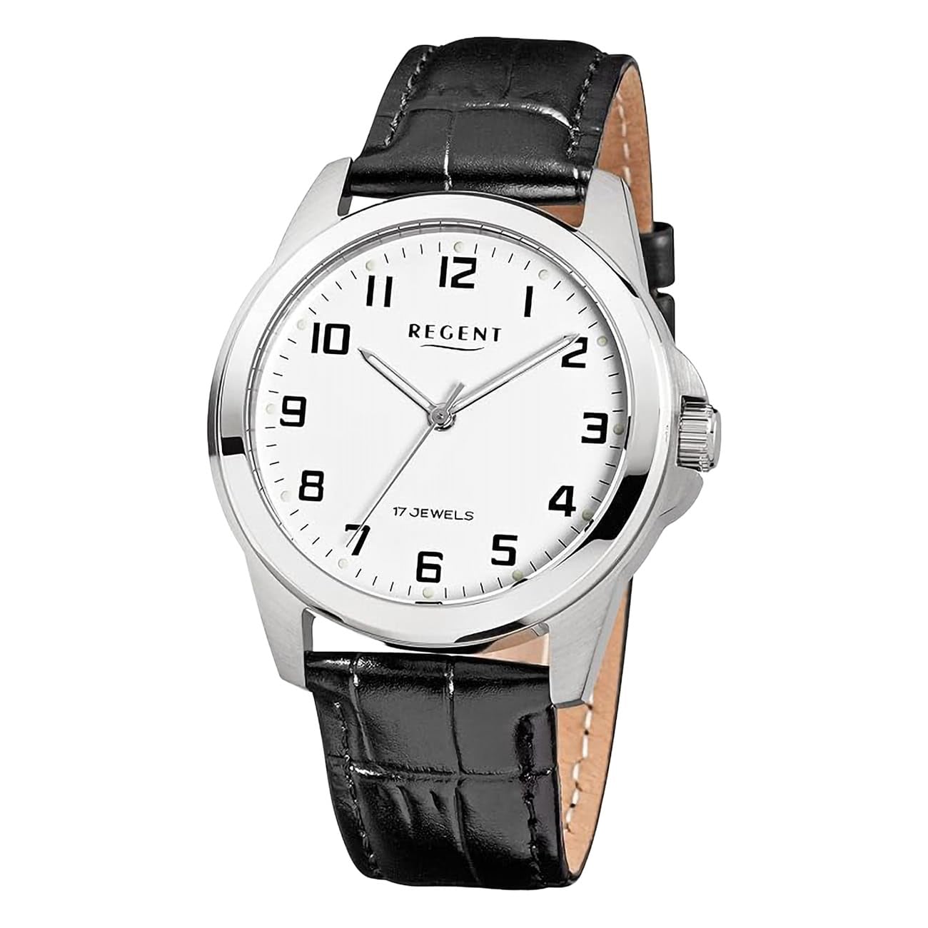 REGENT Mechanische Armbanduhr Handaufzug Stahl Lederband