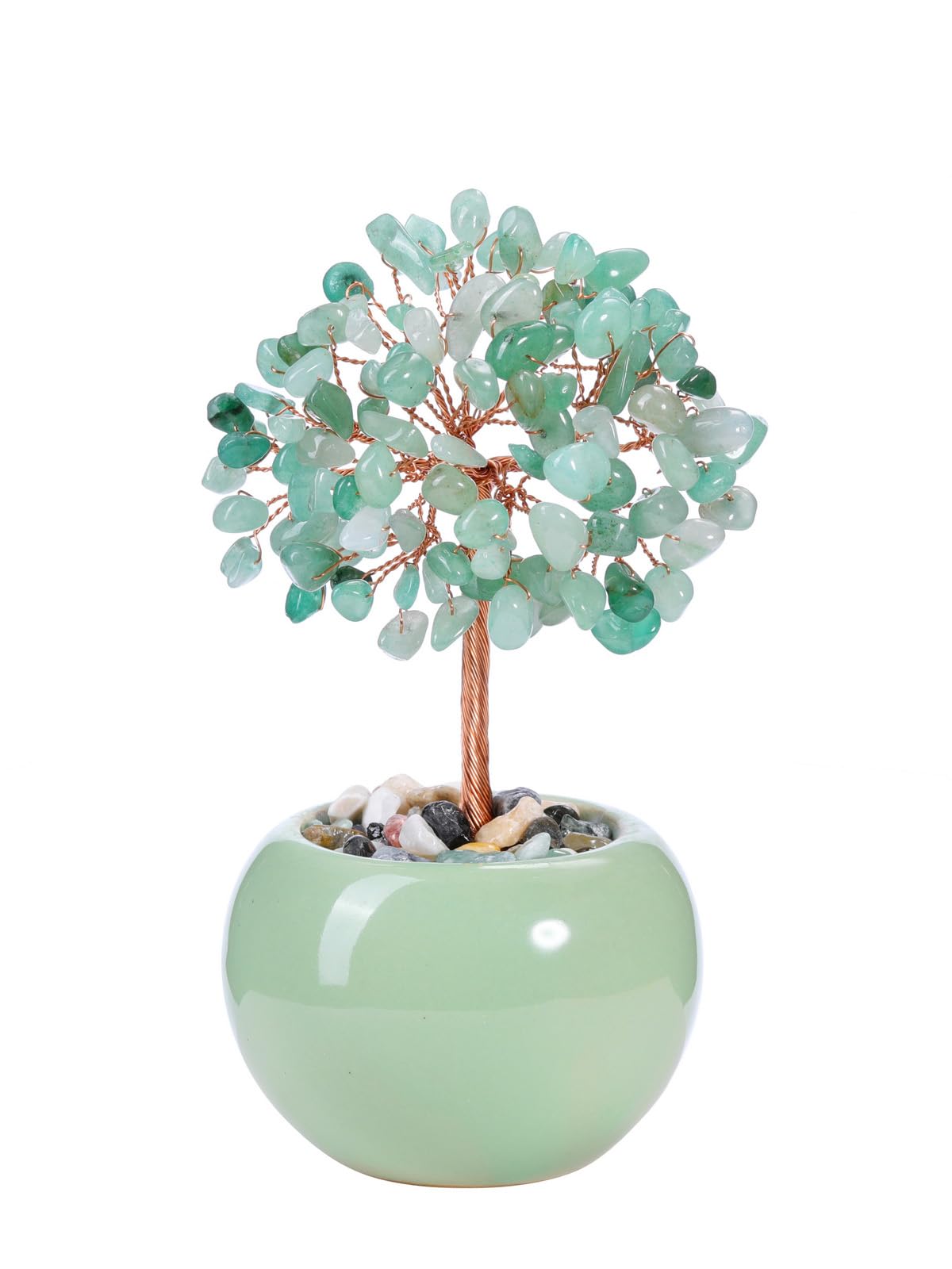 CrystalTears Green Aventurine Crystal Money Tree Feng Shui Stone Life Ornament for Home Office Decor Wealth Good Luck Crystal Gift for Mom Mothers Day
