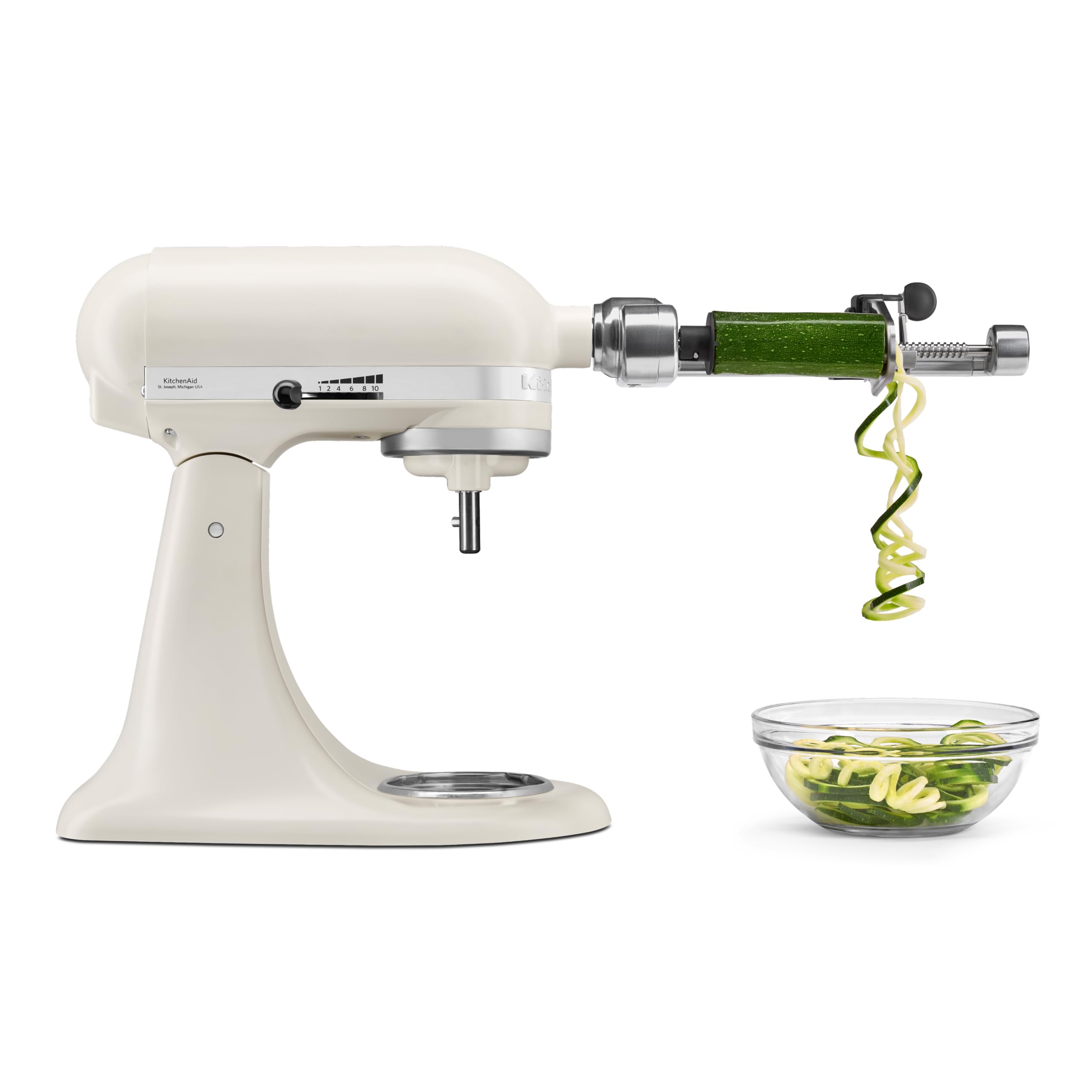 KitchenAid Classic 4,3L Küchenmaschine mit Schwenkkopf, 10 Stufen mit Sanftanlauf, Flachrührer, Knethaken & Schneebesen, Planetenrührwerk, 59 Schüsselkontaktpunkte, Porcelain White