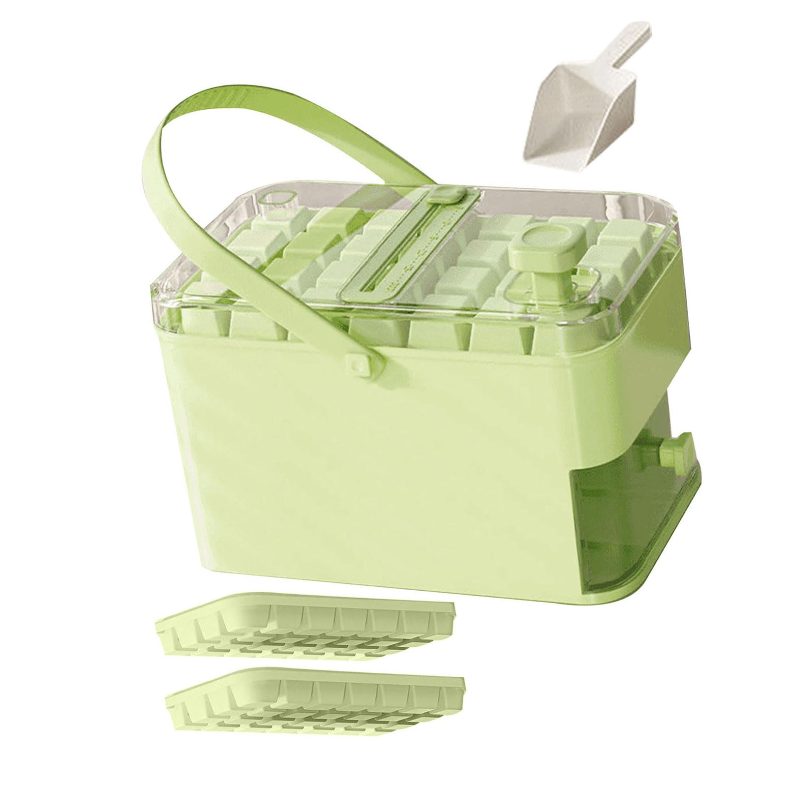 MALSSE Press Type Ice Box with Lid and Bin Ice Maker Mold Easy Release Trays Storage Box for Freezers Enduring Press Type