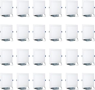mw 4 Inch 5CCT Ultra-Thin LED Square Recessed Ceiling Light with Junction Box,2700K/3000K/3500K/4000K/5000K Selectable,10W Dimmable Canless Downlight,650LM,Wet Rated,IC Rated, ETL (24PK)