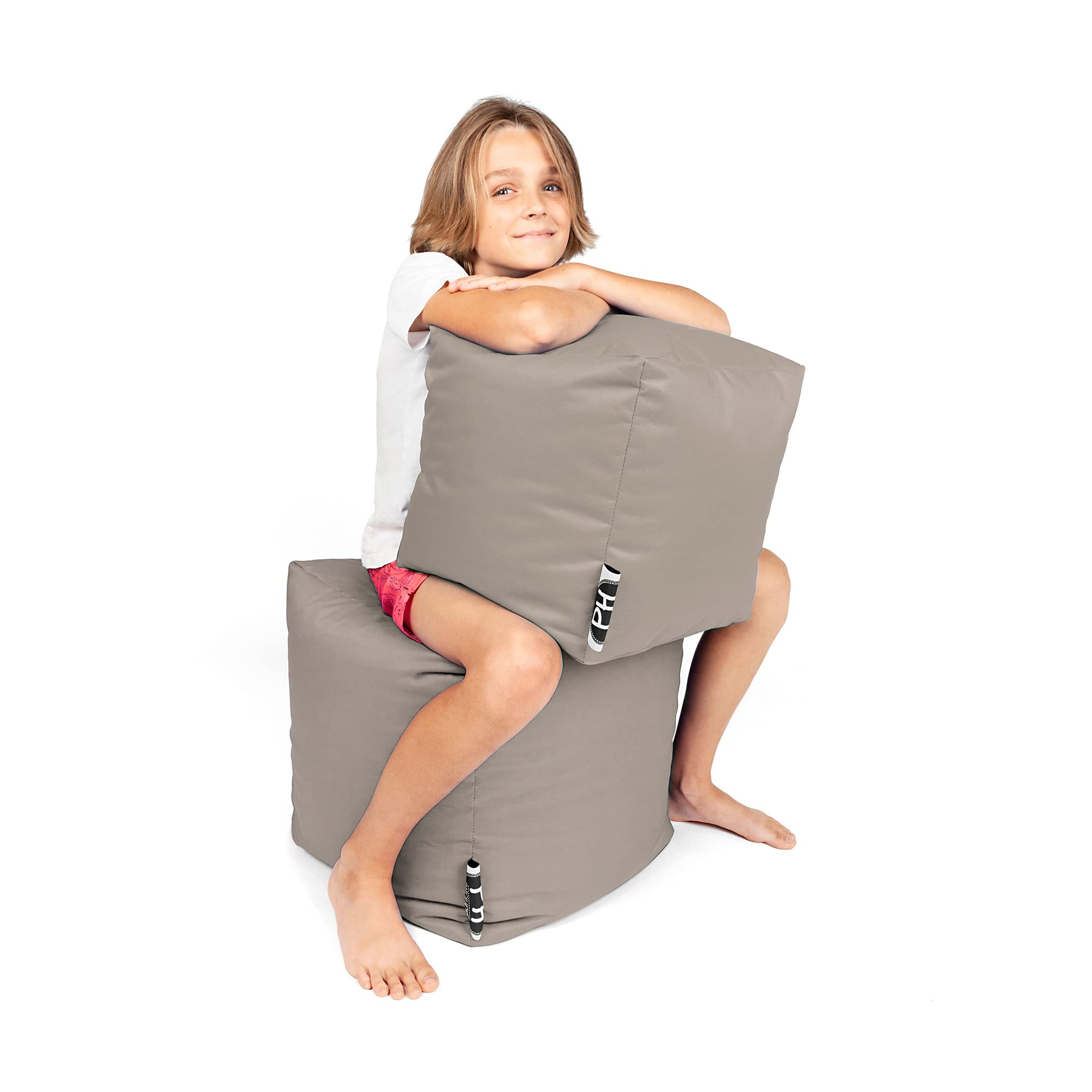 PATCH HOME Square Sitzsack Würfel Hocker mit Reißverschluss 45x45x45cm Creme