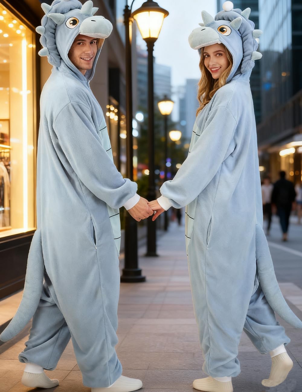 Dinosaur Costume Adult, Dinosaur Onesie Adult Triceratops Animal Cosplay Pajamas for Women men - Image 3