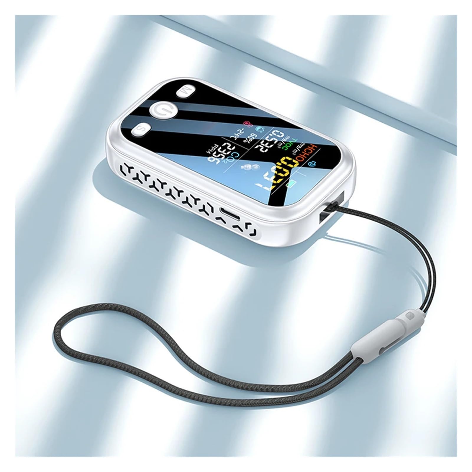 Misuratore Di CO2 Multifunzionale 5 In 1 Tester Digitale Umidità Temperatura Sensore TVOC HCHO Rilevatore Monitor Della Qualità Aria Rilevamento Rapido Preciso(White)