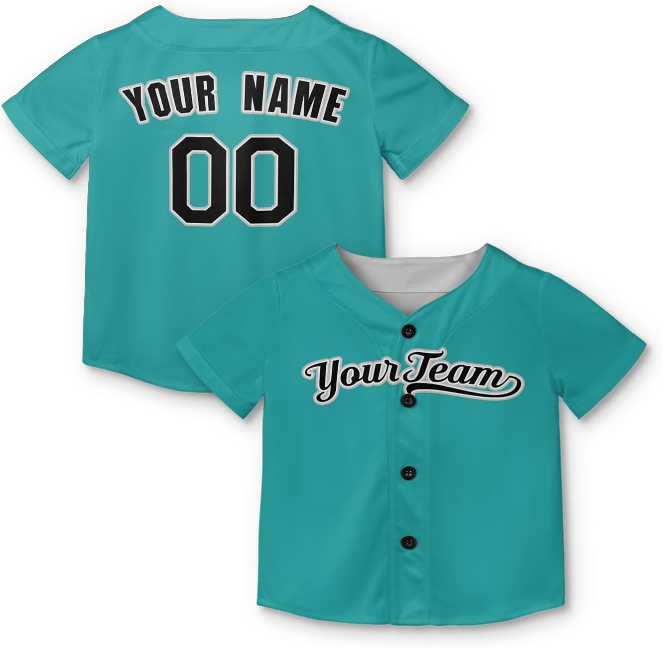 Custom Baseball Jersey with Black Trim for Men, Women, Youth, Toddlers & Infants - Add Your Name & Number - Piping & No Piping Options