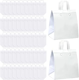 Hushee 200 Pack Insulated Disposable Takeout Bags - Thermal Cooler for Hot/Cold Food Delivery, Grocery, Pizza, 10x11x7 Inch White
