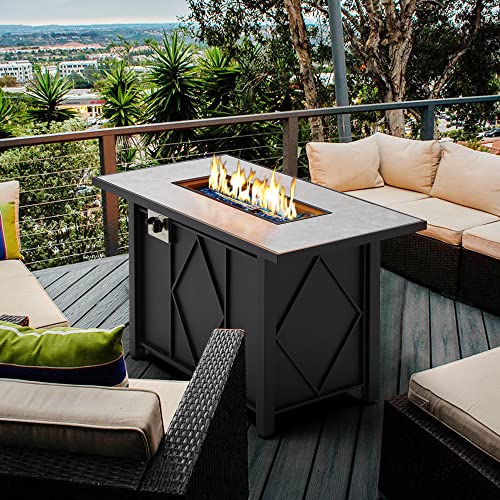 Yaheetech-43-inch-Outdoor-Propane-Gas-Fire-Pit-Table-50000-BTU-Auto-Ignition-2-in-1-Gas-Firepit-with-Ceramic-Tabletop-Steel-Base-Glass-Fire-Stones-and-Water-Resistant-Cover-CSA-Certification