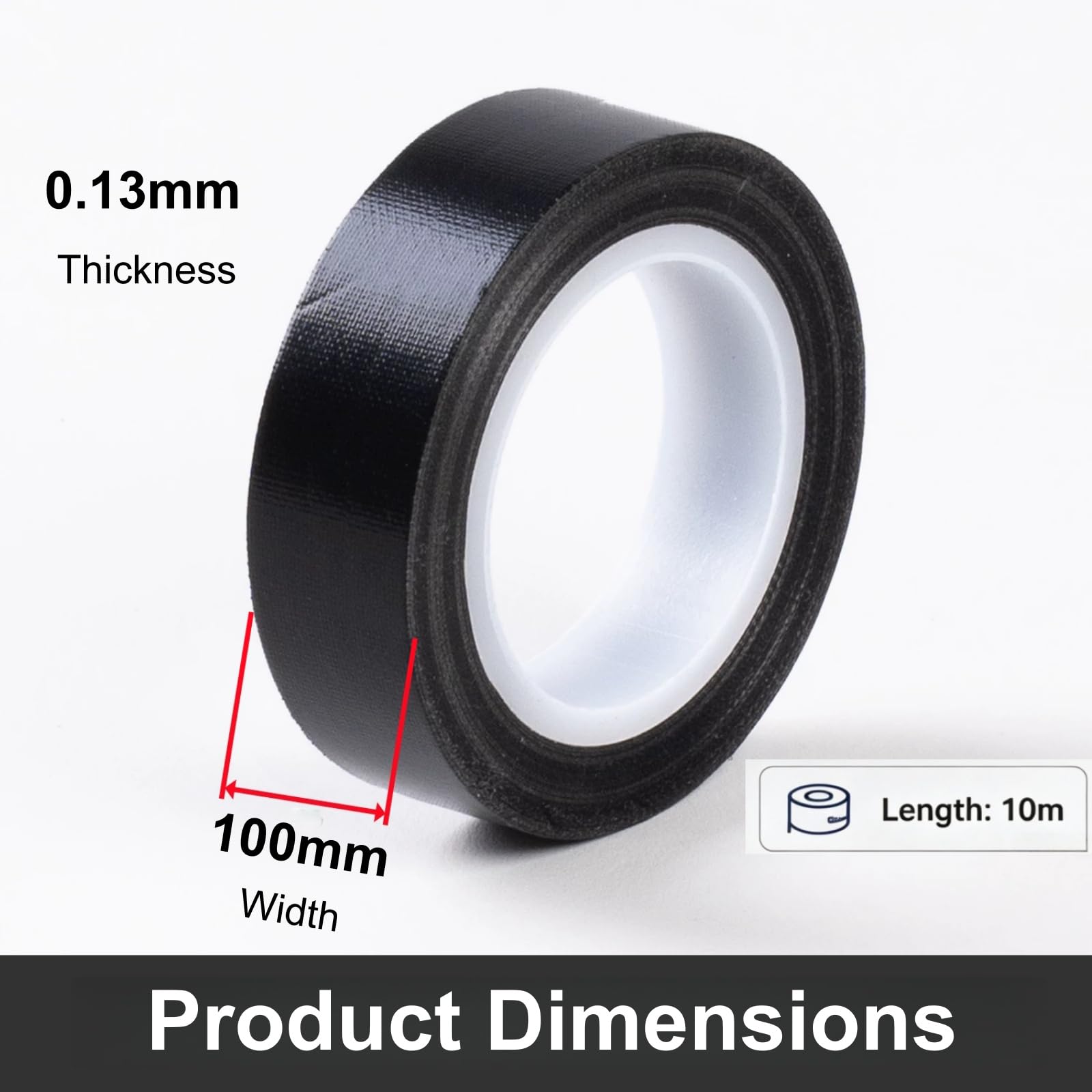 Nastro Adesivo in PTFE 200 x 0,13 mm in Tessuto di Vetro per saldatrici a Caldo | Nastro in fibra di vetro rivestito in PTFE con adesivo in silicone per sigillatrici di sacchetti e lavorazioni in officina.