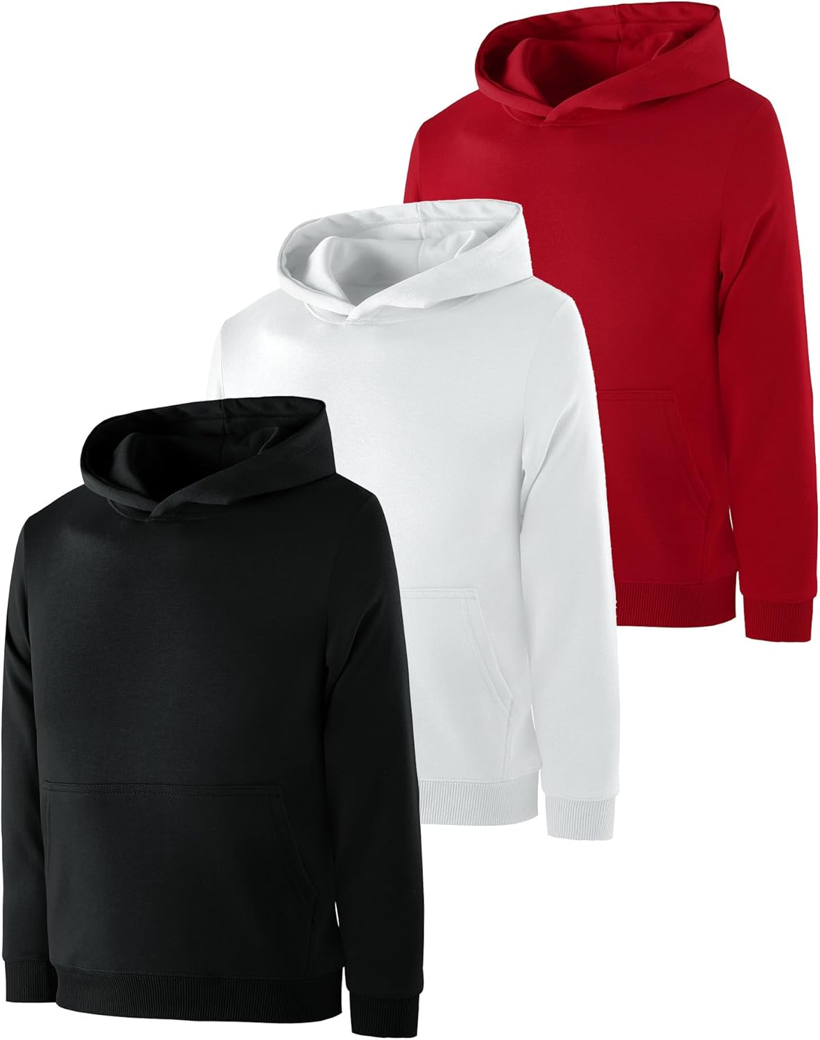 Little Beauty 3 Pack Boys Hoodies Cotton Long Sleeve Sweatshirts Kids Athletic Hooded Pullover with Pocket