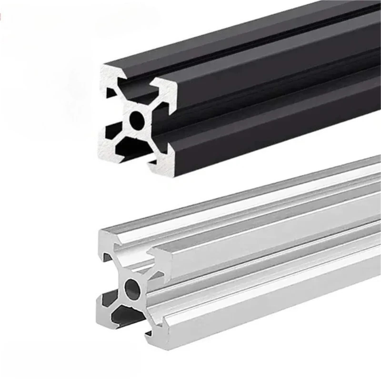 Longitud 50-550mm 20x20mm Estructura Abierta Perfil De Aluminio Con Ranura 2020 V Extrusión Negro/plateado for Piezas Impresora 3D CNC DIY(Silver,450mm (2pcs))