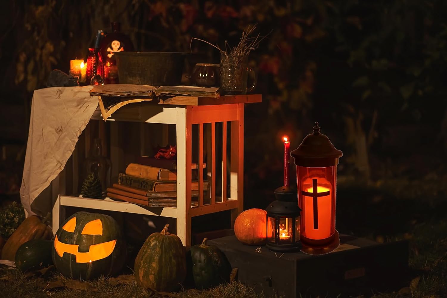 Lights for Cemetery as Bereavement Gifts or Memorial Lanterns with Garden Stakes for Outside Lights for Yard as Outdoor Decorations with Cross