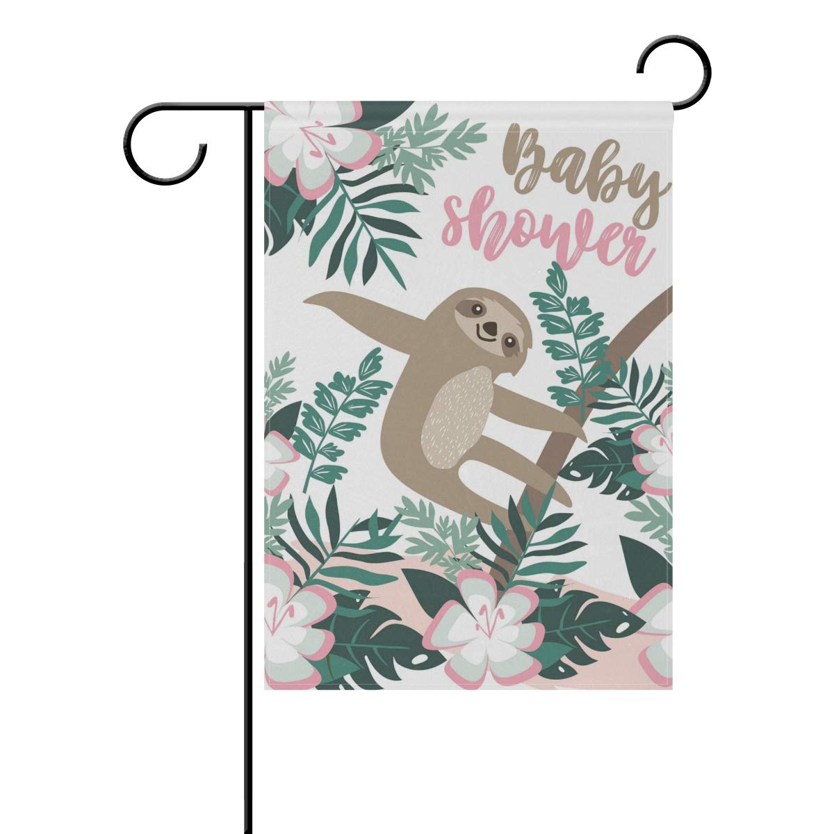 MOYYO Garden Flag Animal Sloth Shower Birthday Party 28 x 40 Inch Vertical Double Sided Outdoor Welcome Yard Garden Flag Seasonal Holiday Decorative Flag for Patio Lawn Home Decor Party