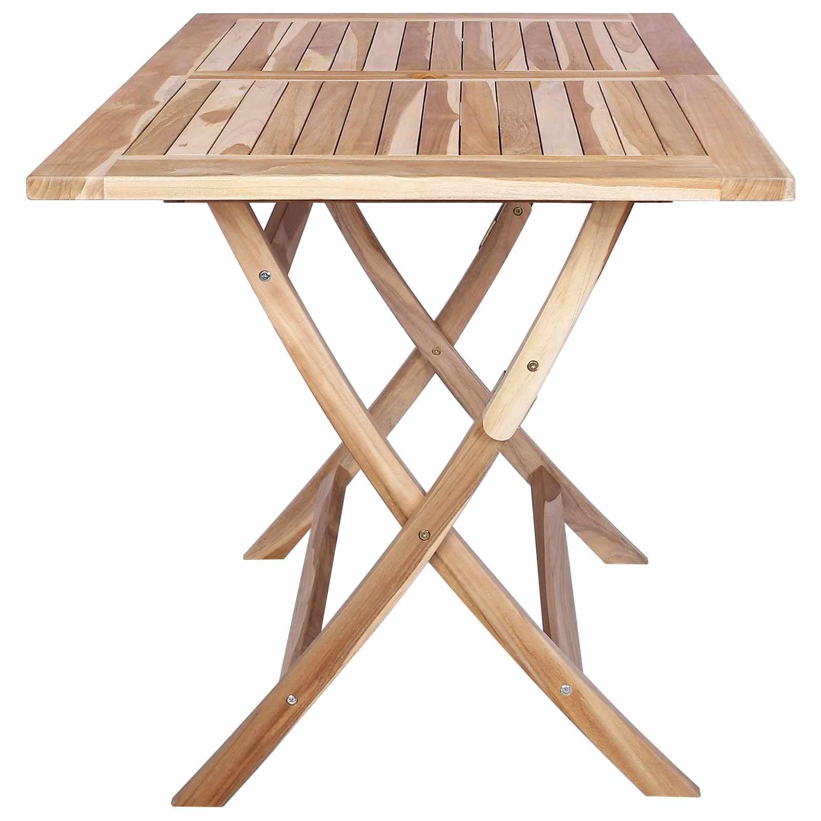 vidaXL Table de Jardin Pliante Naturel 120 x 70 x 75,5 cm, Table Pliante rectangulaire Moderne, mobilier de Jardin en Teck, idéale pour Le Patio et l'extérieur