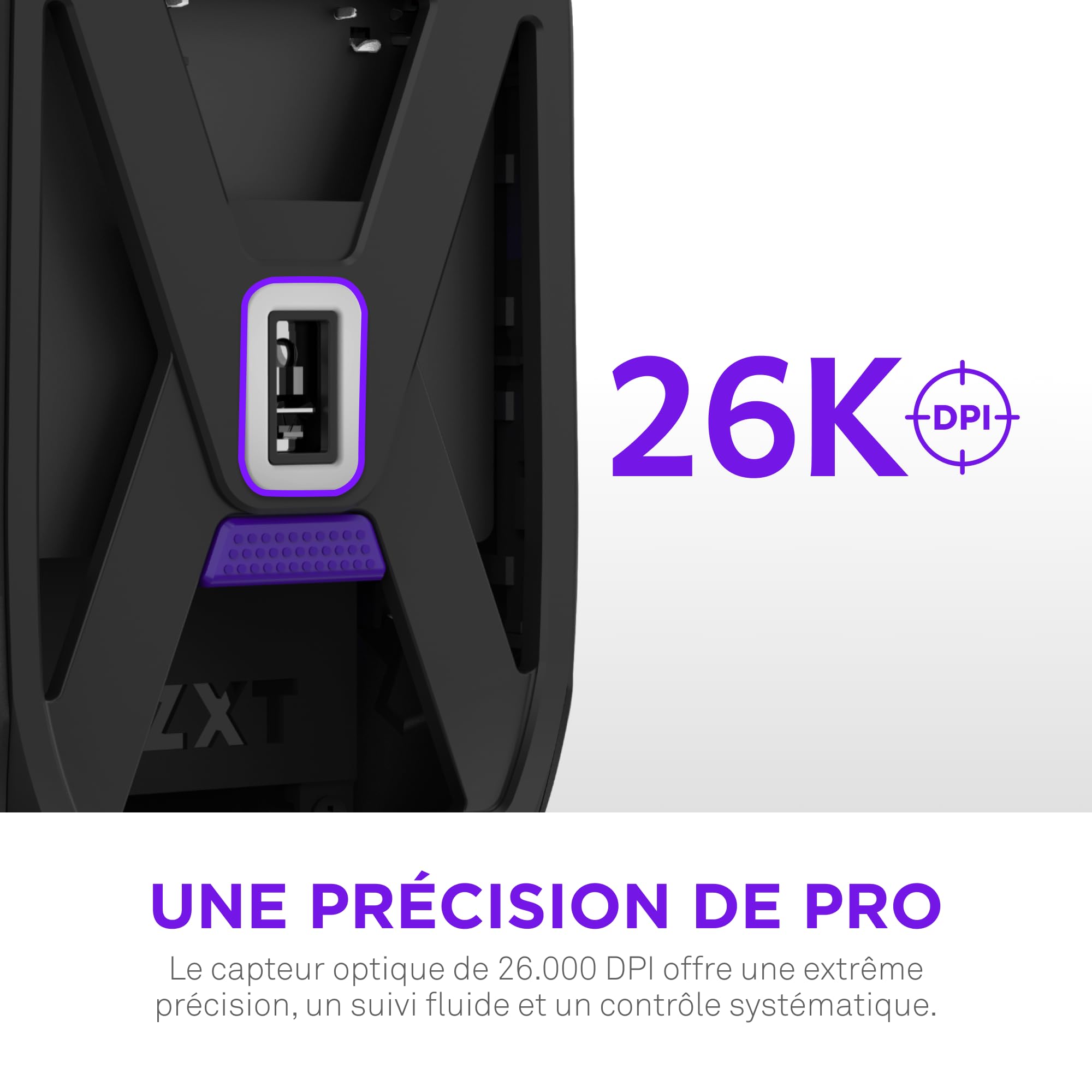 NZXT Lift Elite Souris de Jeu sans Fil – Ultralégère 57 g – Taux d'interrogation de 4K/8K, commutateurs optiques, capteur Optique de 26K DPI – Longue durée de Vie de la Batterie – Noir