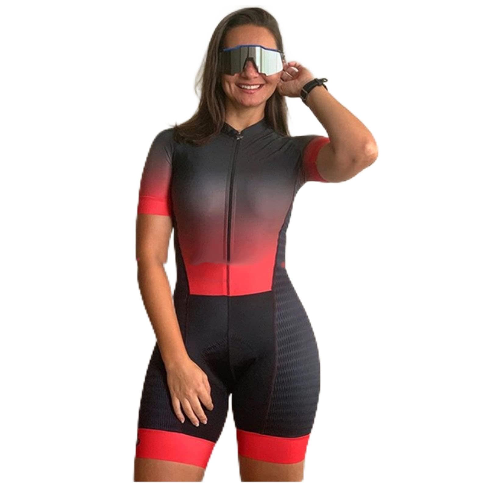 Maillot De Ciclismo Para Mujer - Kit De Mono De Triatlón Profesional - Conjunto De Ropa De Bicicleta De Carretera Con Pantalones Cortos Acolchados 4D