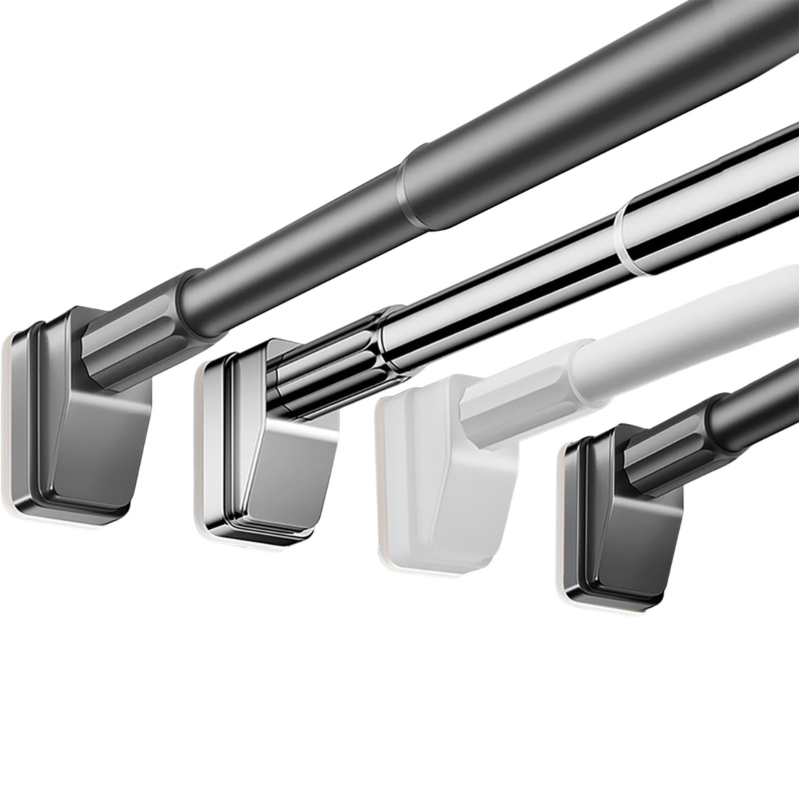 GLDYTVF 40500cm Tension Curtain Rod No Drill Adjustable Shower & Closet Rod Ø3m Versatile Grey Curtain Pole for Bathroom & Wardrobe (70120CM)