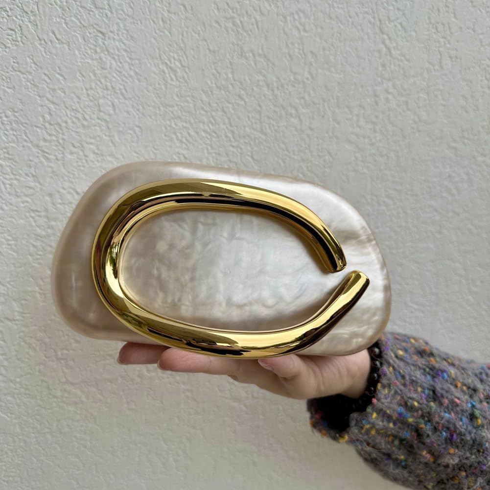 Acrylic Clutch Purse for Women Classic Round Acrylic Evening Handbag Vintage Metal Handlebars Bag for Wedding Party Prom - Image 2