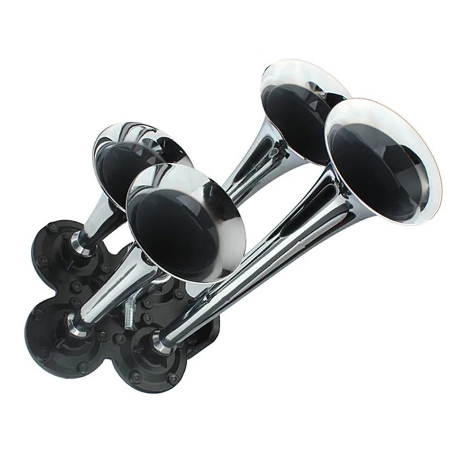 150.2db 12v / 24v Chrome Super Fort Kit De Corne à 4 Trompons De 4 Trompettes Universelle pour Camion Camion Bateau Moto Cornes