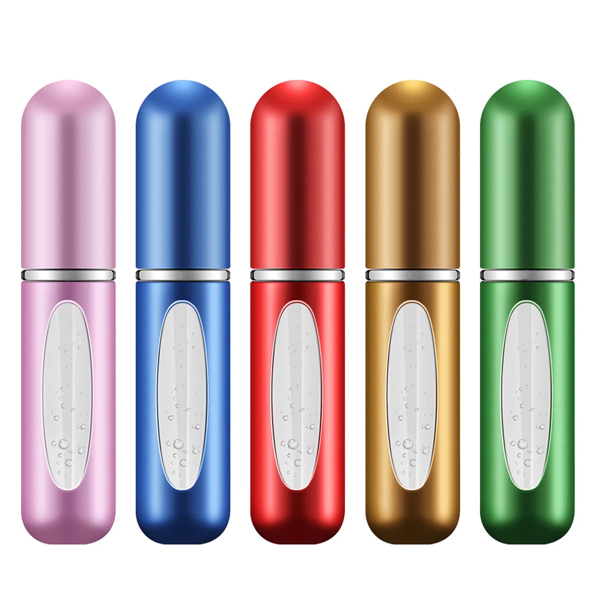 Leikedun 5 Stück 5ml Parfümzerstäuber, Nachfüllbare Parfüm Zerstäuber Taschenzerstäuber, Mini Portable Sprühflaschen, Leere Spray Fläschchen Flakon Atomizer mit Fenster für Unterwegs (5pc 5ml)