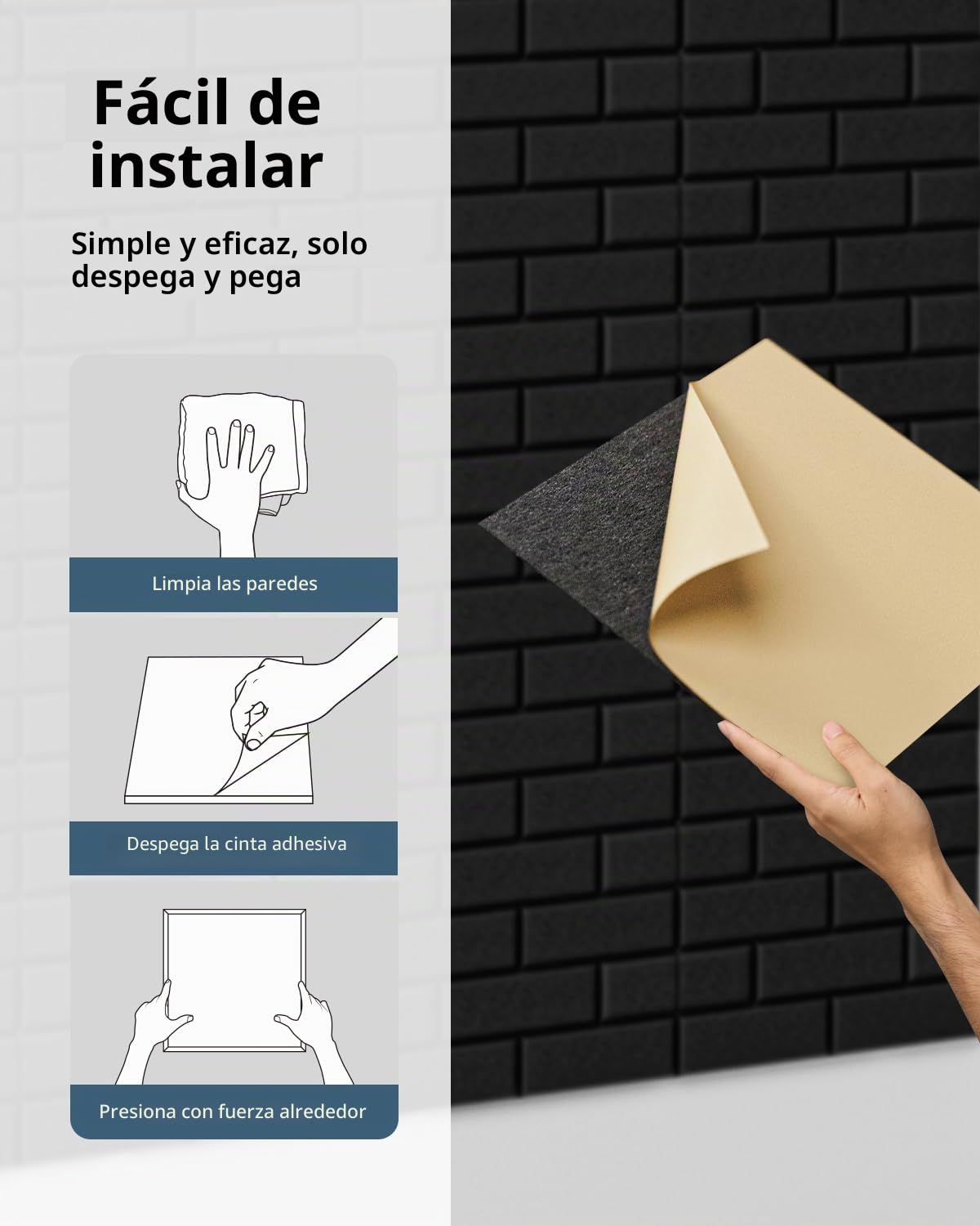 Paneles Acusticos Autoadhesivos, 12 Piezas, Panel Acústico Decorativos para Paredes, Puertas, Techo, Acoustic Panels, Estudio, Gaming Habitacion, Dormitorio, 30 x 30 x 0,9 cm, Negro