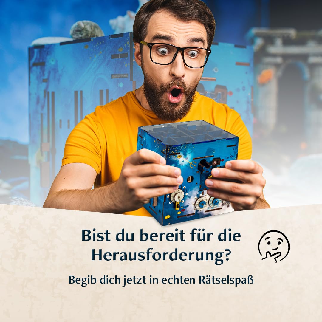 INSCAPE Atlantis Labyrinth - Cluebox - Rätselbox Holz - Puzzle Box - Escape Room Spiel Erwachsene und Kinder - Knobelspiele - 3D Holzpuzzle - Denkspiele - Geschenkbox
